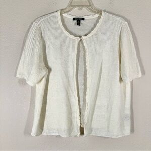 LAUREN RL Linen Cardigan Sweater Open Knit IBoho Old Money Preppy Heritage 2X